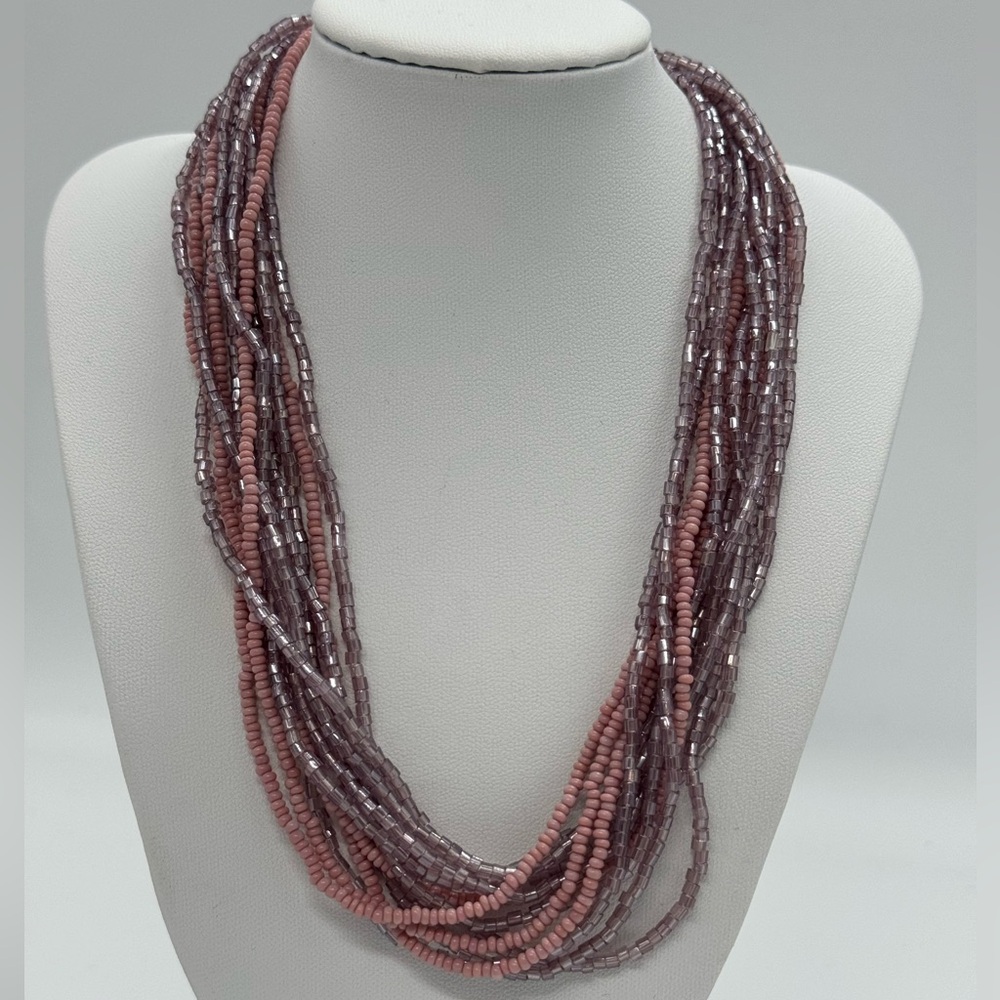 Vintage Joan Rivers Czech Republic Mauve Glass Seeded Bead Necklace NWOT